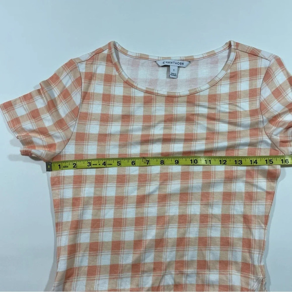 41 Hawthorn Brigitte Knit Dress Short Sleeve Peach Plaid - Picture 6 of 6